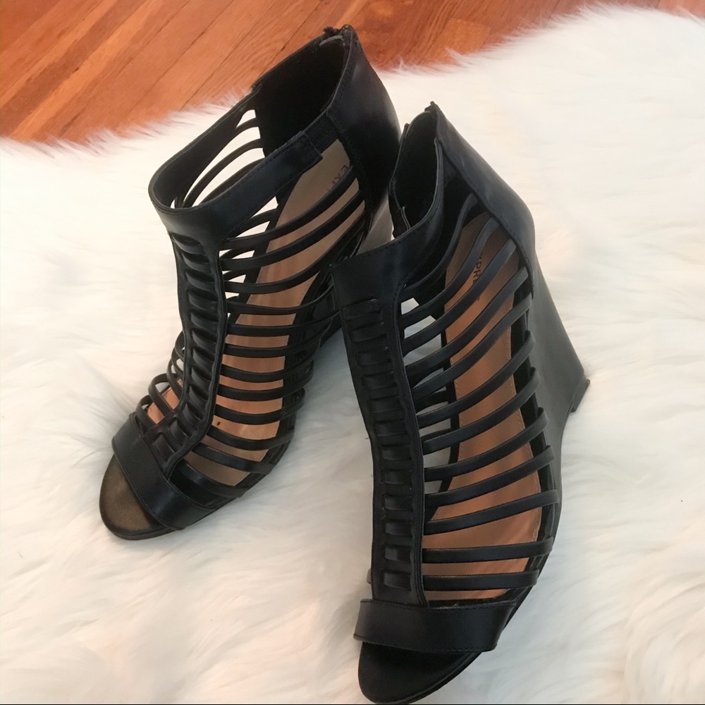 Express Caged Wedge Heeled Sandals Size 10